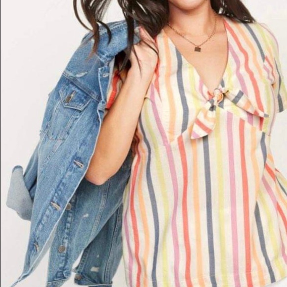 Old Navy Knot Front Multi Stripe Top